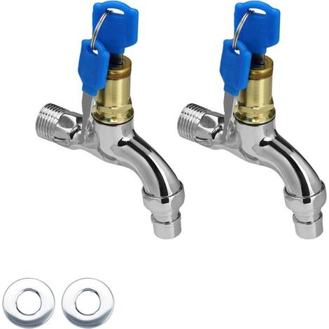 2 Pièces Robinet Verrouillable, Serrure Robinet Exterieur, Robinet D'eau Verrouillable, Robinet D'eau Verrouillable pour Utilisation Dans les Jardins et Potagers (1/5)
