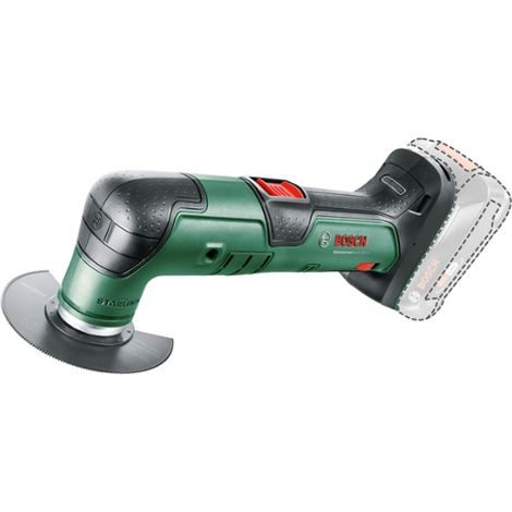 Bosch Home and Garden multiherramienta con batería UniversalMulti 18V-32 (para serrar, cortar, lijar 1 hoja de sierra 1 cuchilla de corte 1 placa lijadora 6 hojas de lija 1 tope de profundidad sin bat