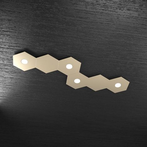 Plafoniera Industrial-Minimal 6 Moduli Hexagon Metallo Sabbia 4 Luci Led 12X4W (1/5)