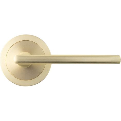 Maniglia dritta con rosetta Ø65mm in alluminio color ottone opaco (inclusa ferramenta)
