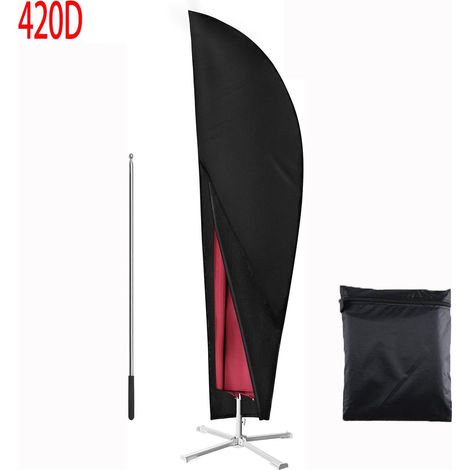 Housse de parasol déporté de 3 à 4 m, tissu Oxford 420D robuste, imperméable et résistant aux UV, avec grille de ventilation (280x30/81/45cm) - Noir (1/5)