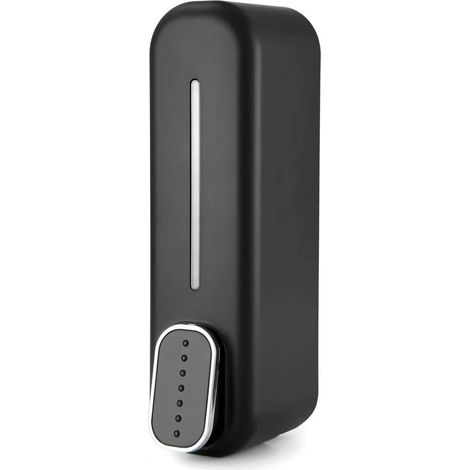 Sollbry Dispensador de jabón de 350 ml, manual de ABS para ducha de pared, rellenable, para inodoro, baño y hotel (21 x 6 x 7,5 cm, negro) (1/4)
