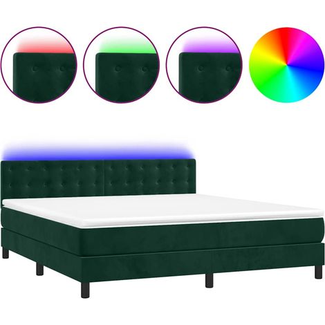 Maison Exclusive - Letto a Molle con Materasso e LED Verde Scuro 180x200cm Velluto (1/5)