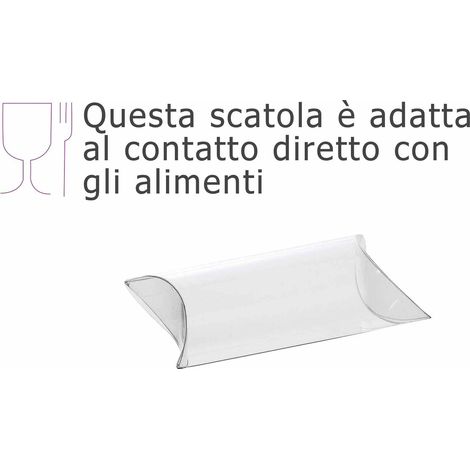 Scatola a cuscino trasparente in PET di dimensione media- uso alimentare, set da 40 pezzi, cm 13 x 3 x 8,7 H