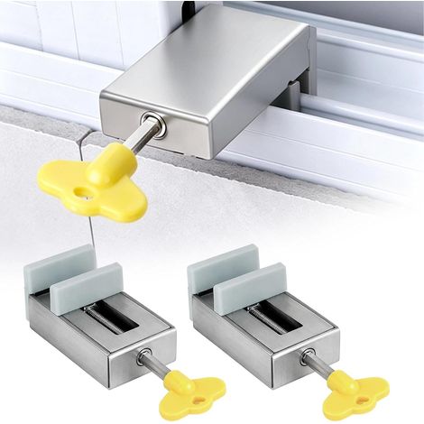 cerraduras para puertas correderas de patio, tope para puerta corredera de patio con llaves, cerradura para ventana corredera, apta para ventanas y puertas correderas a prueba de niños. (1/5)