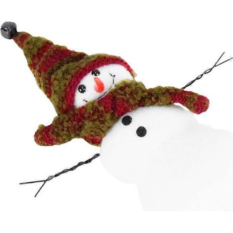 Figurine de Noël bonhomme de neige avec chapeau rayé et écharpe, décoration festive pour maison, sapin, intérieur et extérieur. (1/4)