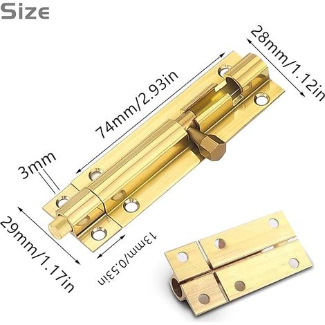 Exterior Door Latch Sliding Door Lock Door Bolt Door Lock with Screws for Bathroom Bedroom Closet Balcony and Other Places (1/2)