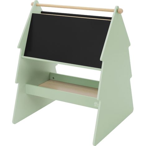 Joyz Tableau Enfant Double Face Design Sapin, 68x60x80 cm, Etagère en Bois, Vert Nature, avec Espace de Rangement et Tige pour Rouleau de Papier Pratique et Décoratif pour Chambre d'Enfant (1/5)