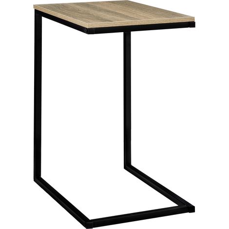Extremo del sofá de metal negro y madera (1/4)