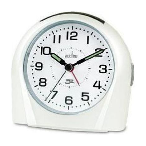 Réveil - Blanc - Aiguille Secondes Silencieuse - Alarme Avec Rappel - Aiguilles Lumineuses - Bouton Chromé - 100 x 104 x 60 mm - Cuisine - 1 Pièce