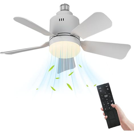 Ventilateur de Plafond avec Lumière et Telecommande,E27 Dimmable Ventilateur Plafond LED,3 Vitesses et Timing,45CM Ventilateur lafond avec lumiere pour Salon, Chambre, Coucher (white) (1/5)
