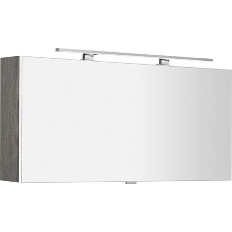 Armoire à miroir CLOE avec. Luminaire LED, 120x50x18cm, chêne argenté (1/3)