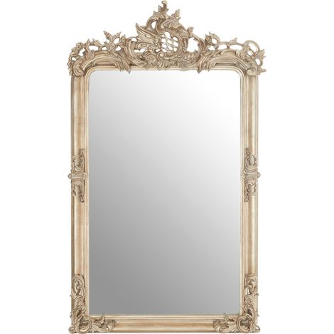 Premier Housewares Silver Frame Wall Mirror For Bedroom / Hallway / Living Room Luxurious and Fancy Antiquated Look w76 x d13 x h125cm (1/5)