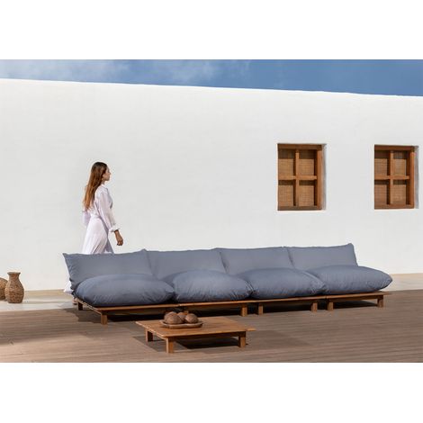 Sofá Modular Reclinable de Jardín de 4 Piezas con Mesa de Centro en Madera de Acacia Brina SKLUM Gris Antracita (1/5)