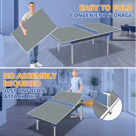 Plateau de ping-pong pliable 180,34 x 90,17 x 1,2 cm gris HAVRYA (1/5)