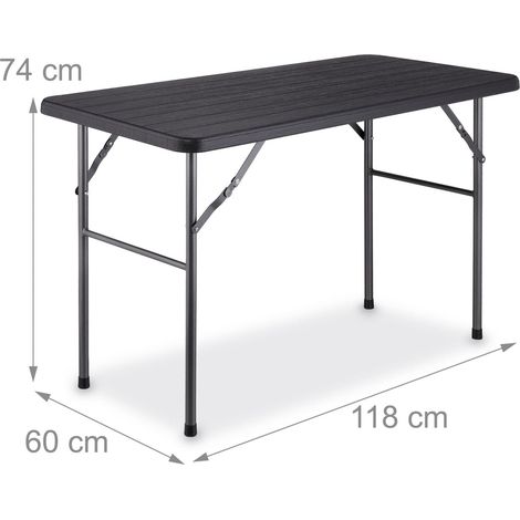 Tavolo da giardino rettangolare per 4 persone in plastica nera effetto legno moderno 150 x 90 x 75 cm in acciaio nero 130012916