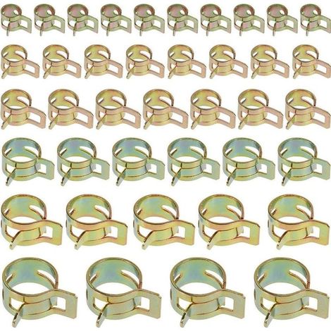 60PCS Clip à Ressort Tuyau Serre-joints à Tuyaux Colliers de Clip à Ressort Tuyau Serrage Ajustable 6 Sortes de Tailles Pour Fixer Tuyaux Souples et Durites (1/5)