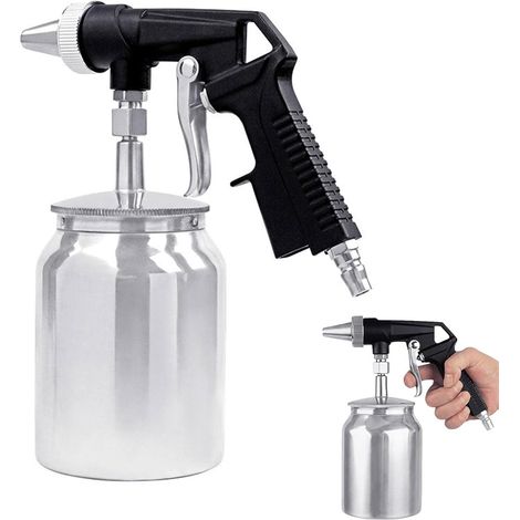 Pistolet De Sablage Pneumatique 6,2 Bar – Sandblasteur Portable 1000 Ml Réservoir Aluminium – Pistolet Sablage Pour Décapage, Polissage, Nettoyage Jantes Et Surfaces Métal/plastique (1/5)
