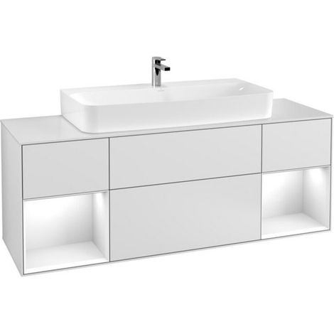 V&B Waschtischunterschrank Wandbeleuchtung Finion 160cm, Reg glo wh. Lac, wh. matt lacquer (1/2)