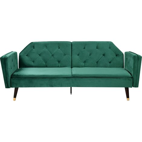 Malmo Plush Velvet Sofa Bed in Green
