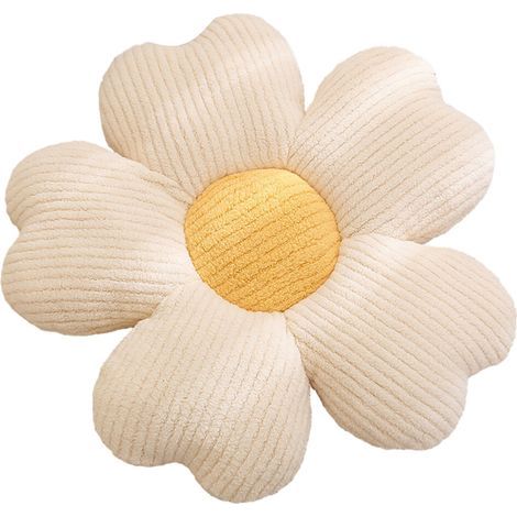 Oreiller en peluche à fleurs colorées,-fleur blanche jaune 65 (1/5)