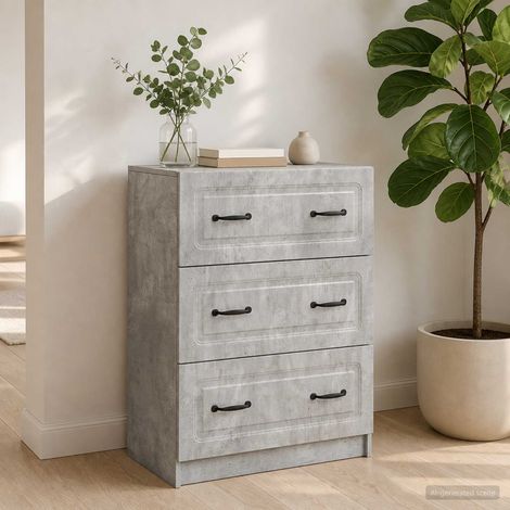 Armoire à tiroirs 2 tiroirs Gris béton en bois d’ingénierie 66 x 34,5 x 87 cm - PANGIVO (1/5)