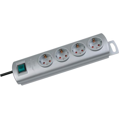 Base múltiple Primera Line plata con interruptor 4 tomas 1,5m. 3x1,5mm. (Brennenstuhl 1153390124) (1/5)