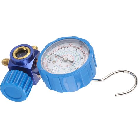 Manomètre de pression de réfrigérant : 500 psi, 35 kgf/cm². Avec voyant. Compatible avec les fluides frigorigènes R12, R502, R22, R410 et R134a. (1/5)