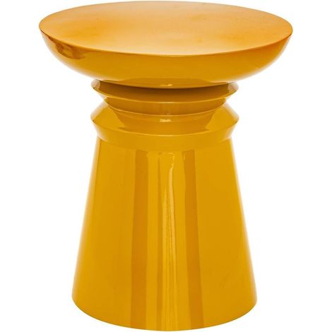 Créateur d'Intérieur – Table d'appoint Jaya Totem en métal jaune moutarde – Table pour chambre, salon, entrée – D38 cm (1/2)