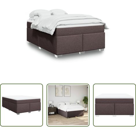 vidaXL Surmatelas -  Sommier à lattes de lit avec matelas Marron foncé 160x200 cm (1/5)