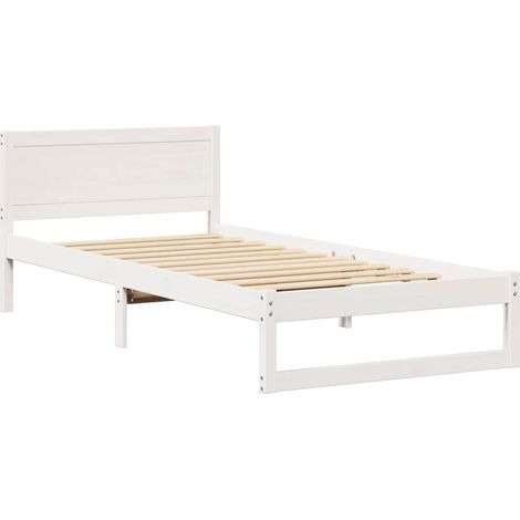 Lit simple,Lit adulte,Cadre de lit Blanc 90 x 200 cm Bois de pin massif CFW2398660 (1/5)