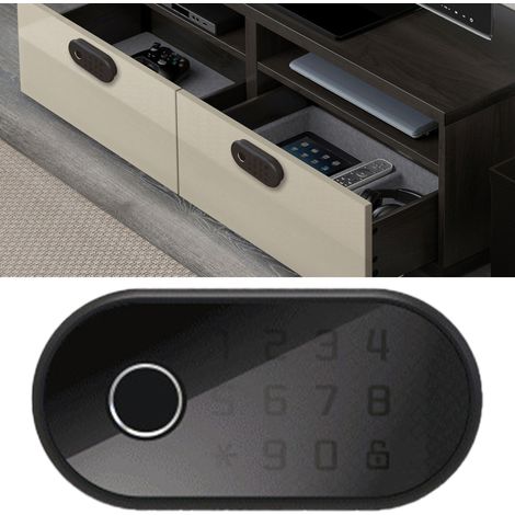 Serrure biométrique à empreinte digitale avec clavier numérique pour tiroir, armoire, bureau et sécurisation domestique. (1/5)