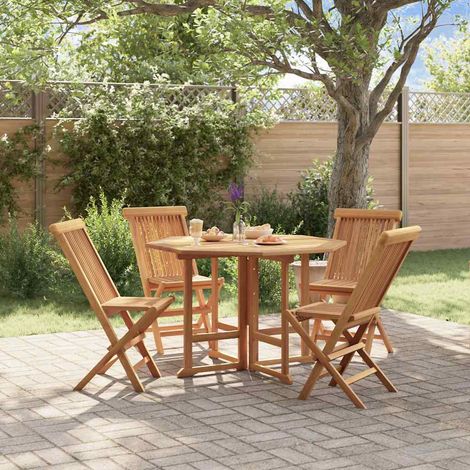 vidaXL Set de comedor de jardín plegable 5 pzas madera maciza de teca (1/5)