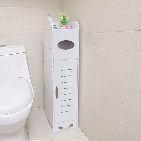 Bathroom Storage Unit Waterproof Bathroom Cabinet With Tissue Holder Bathroom Cabinets Free Standing for Office Living Room Kitchen Entryway 55x21x21CM (1/5)