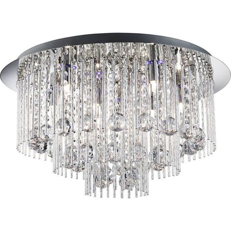Searchlight Beatrix - LED 8 Light Flush Deckenleuchte Chrom, Kristall, G9