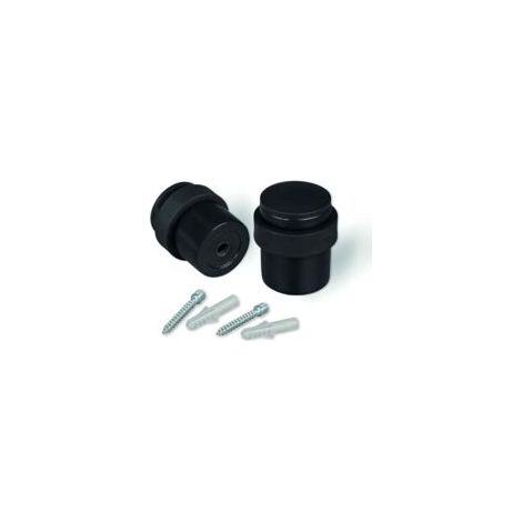 Tope de puerta de suelo, tope de puerta de metal negro mate con tornillos - Juego de 2 topes de puerta, con tornillos - Tope de puerta para puertas pesadas - Tope de ventana exterior