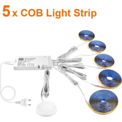 (5 bandes, lumière chaude, 3 m) Bande LED COB à intensité variable par détection de gestes – décoration murale avec grille acoustique intégrée (1/4)