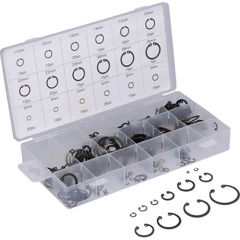 Assortiment de 300 circlips en acier allié, outil de réparation universel pour l'atelier et la maison