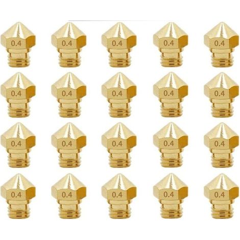 Buses d’imprimante 3D en laiton MK10 – 20 pièces, filetage M7, diamètre 0,4 mm pour filament 1,75 mm (1/5)