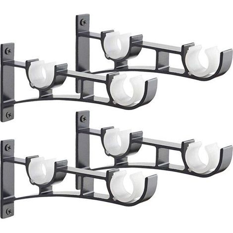 Support de tringle à rideaux en aluminium – Lot de 4 pièces robustes, double rail, design moderne et facile à installer (1/4)