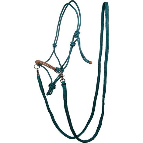 Capezza in corda annodata con strass sulla nasalina completa di redini: pony, lime /navy 8504