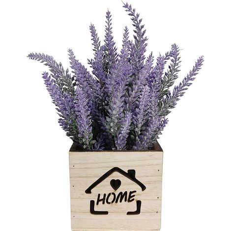 Décoration de Noël : boîte carrée ajourée en bois / pot de fleurs carré en bois (guirlande lumineuse non incluse) - comprend 3 plants de lavande (1/5)