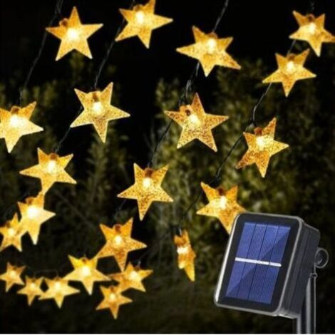 Guirlande lumineuse solaire d'extérieur, en forme d'étoile, 12 m, 100 LED, 8 modes d'éclairage, étanche, idéale pour le jardin, la terrasse ou les fêtes de Noël. (1/5)