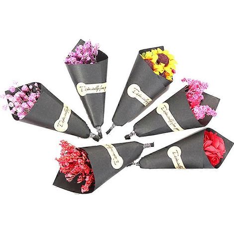 Bouquet de fleurs séchées (6 pièces) pour la Saint-Valentin, décoration et accessoire photo (style aléatoire) (1/5)