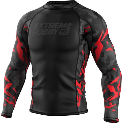 Extreme Hobby Rashguard Langarm Black Panther Schwarz-Rot L