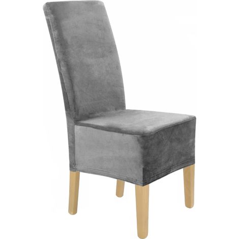Housse de chaise XXL en velours élastique gris [21RA]
