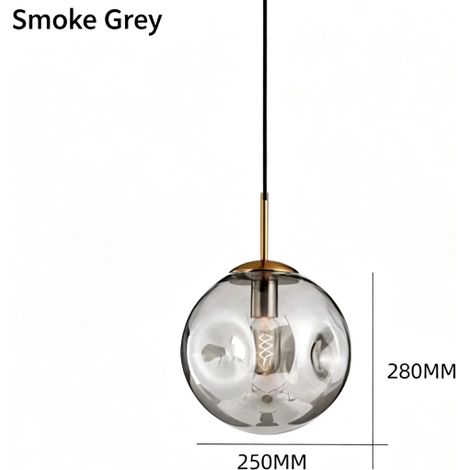 Suspension en verre fumé gris, grand modèle, design créatif et simple, luminaire pour chambre à coucher, café, restaurant ou comme lampe de chevet (1/5)