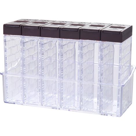 caja para especias, tapa de doble apertura, boquilla vertedora de 7 orificios, plástico PS PP, cocina (1/5)