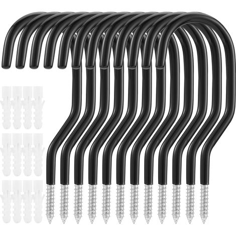 12 Pcs Crochet de Vélo, Support Velo Mural, Crochets de Rangement, support de vélo adapté à une utilisation polyvalente, pour abri, garage, revêtement plastique pour support mural/plafond (1/5)