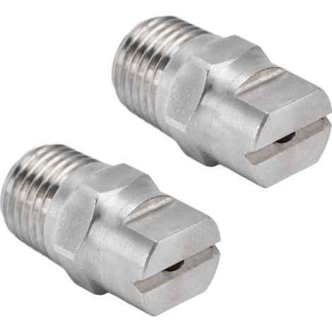 Lot de 2 embouts de pulvérisation plats en acier inoxydable, robustes et durables, à débit d'eau réglable et à grand angle de pulvérisation (65°). (1/5)
